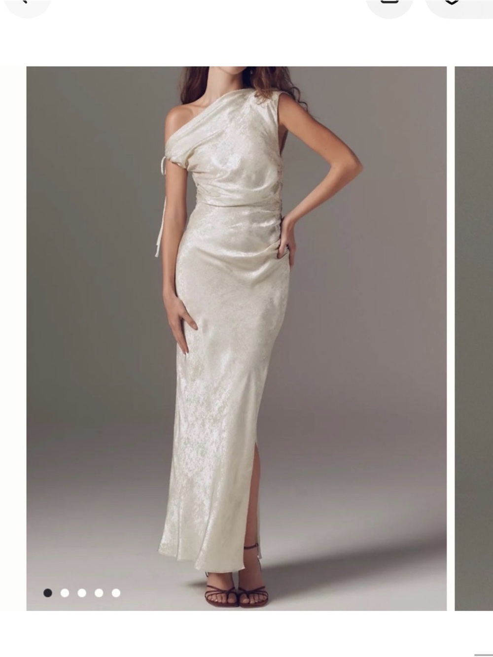 Shona Joy NWT One-Shoulder Satin Column Gown in Ivory